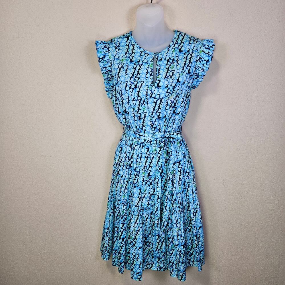 Finley Caroline Mini Dress XS Made USA Cotton Resortwear Luxury Ruffle Vacation